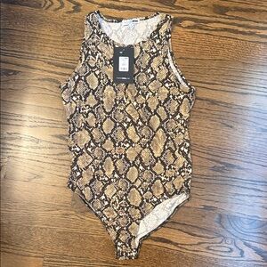Fashion Nova Brown Snake Print Bodysuit